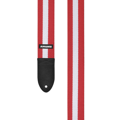AMUMU Guitar Strap Red White Stripes -CO17W-RW
